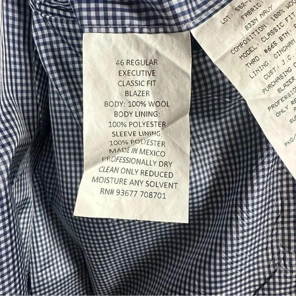 Stafford Men’s Wool Blazer Size 46R Navy Gold Button Single Breasted - Picture 6 of 12